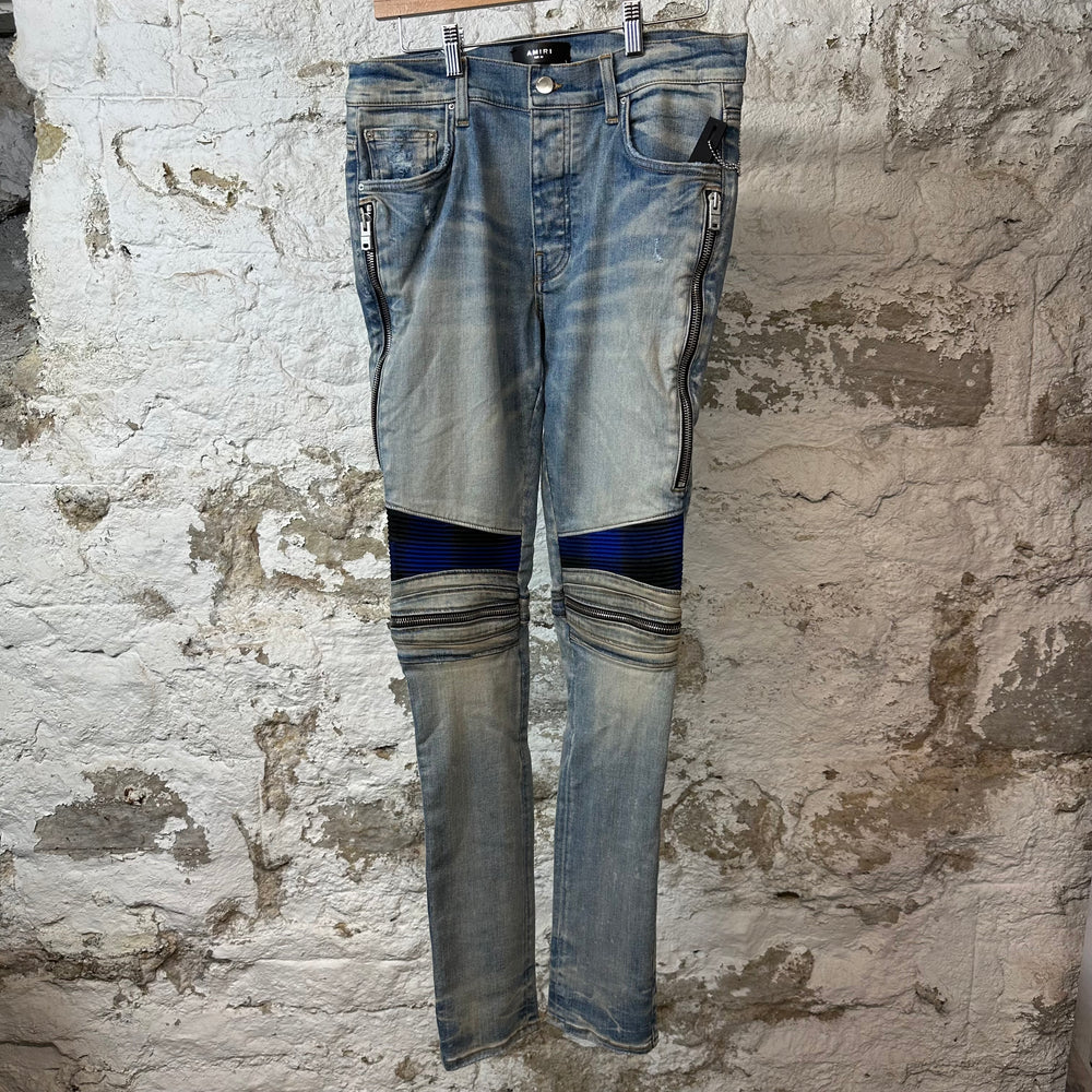 Amiri MX2 Black Blue Patch Blue Denim Jeans Sz 32 DS