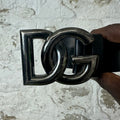 Dolce Gabanna Silver Buckle Black Belt Sz (85)