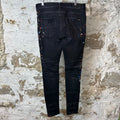 Amiri Knee Rip Paint Splatter Black Denim Jeans Sz 33