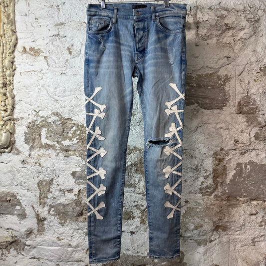 Amiri White Bones Blue Denim Jeans Sz 32