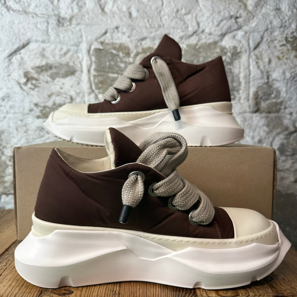 Rick Owens Jumbo Lace Abstract Terra Milk Sneaker Sz 12 (45)