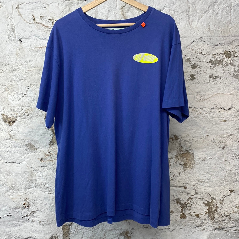 Off White Yellow Blue Diagonals T-shirt Sz S
