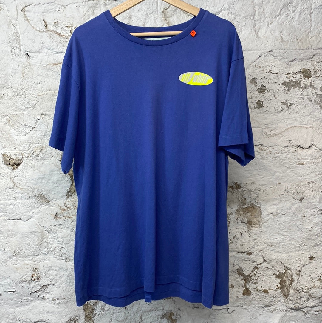 Off White Yellow Blue Diagonals T-shirt Sz S