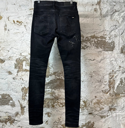 Amiri Old English Spell Black Denim Jeans Sz 28