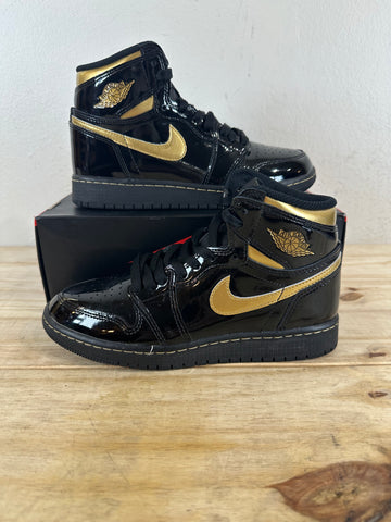 Air Jordan 1 High Black Metallic Gold Sz 4Y