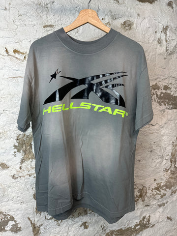 Hellstar Green Gel Spell T-shirt Gray Sz M DS