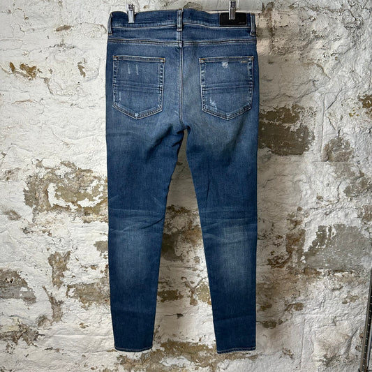 Amiri MX1 Orange Suede Dark Blue Denim Jeans Sz 33