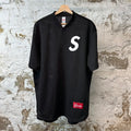Supreme S Logo 11 Black Mesh Jersey Sz L