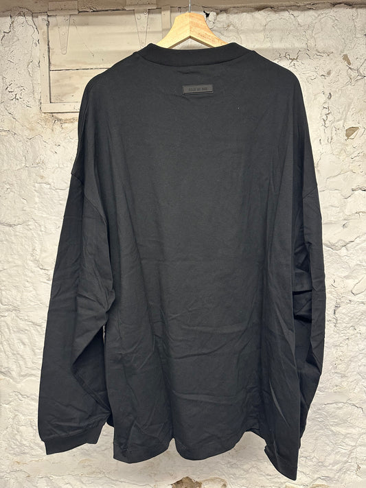 FOG Essentials Black Small Logo L/S T-Shirt Sz L DS