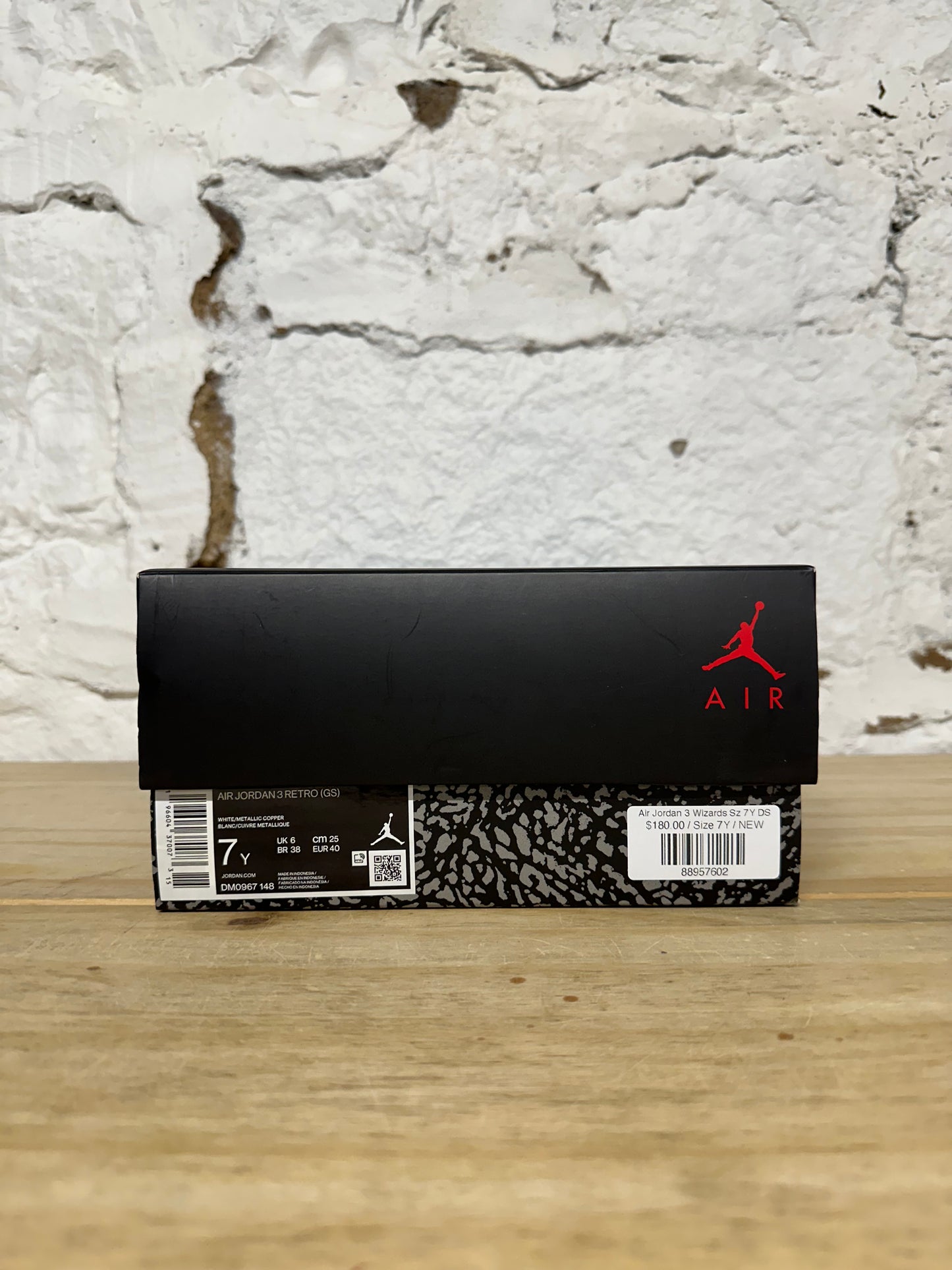 Air Jordan 3 Wizards Sz 7Y DS