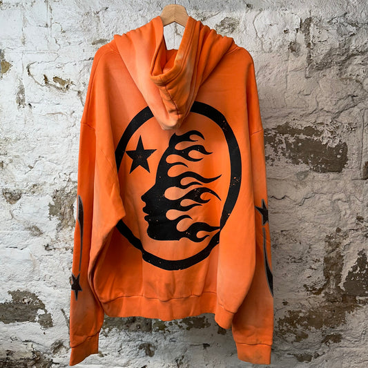 Hellstar Fire Logo Hoodie Orange Sz XL