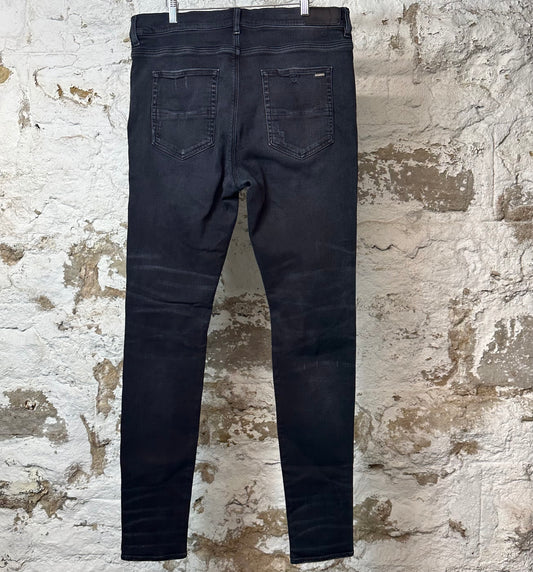 Amiri MX1 Cracked Blue Black Denim Jeans Sz 38