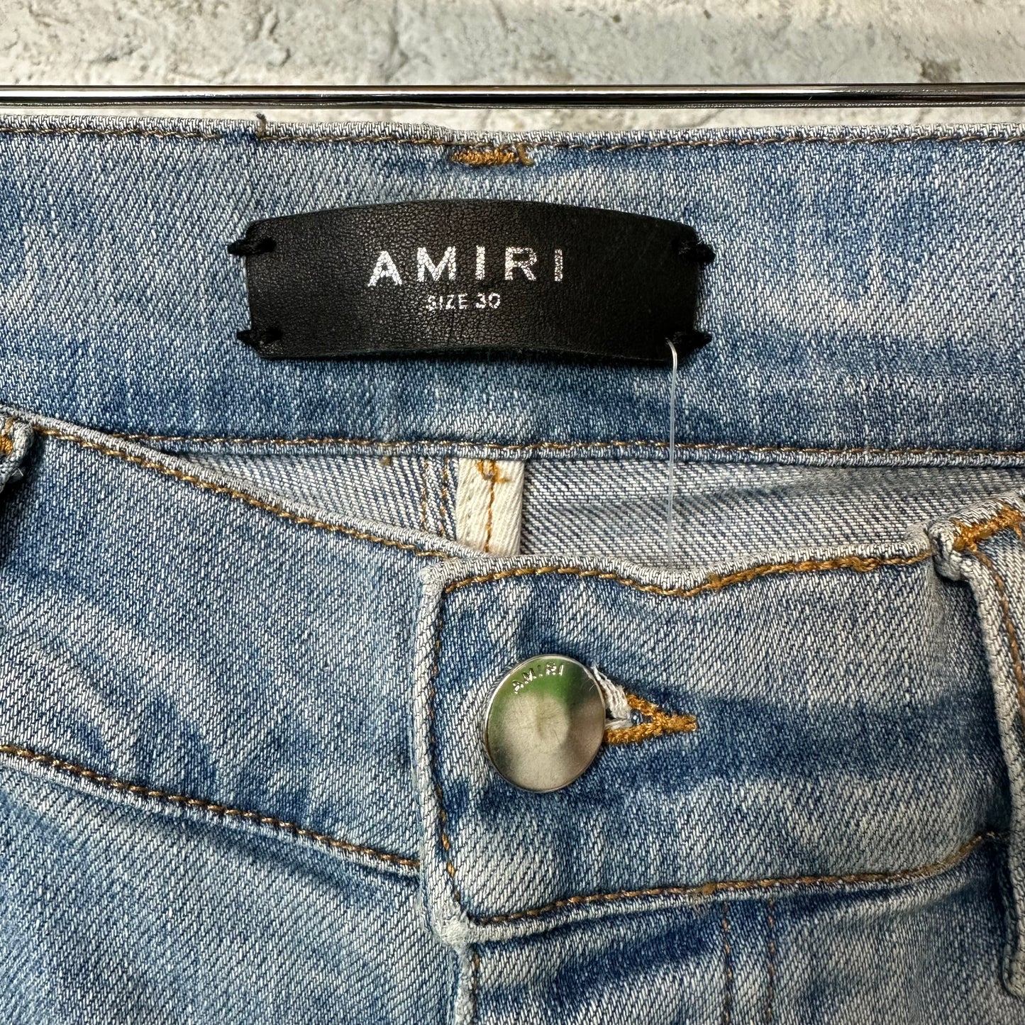 Amiri Brown Black Paisley Flames Blue Denim Jeans Sz 30
