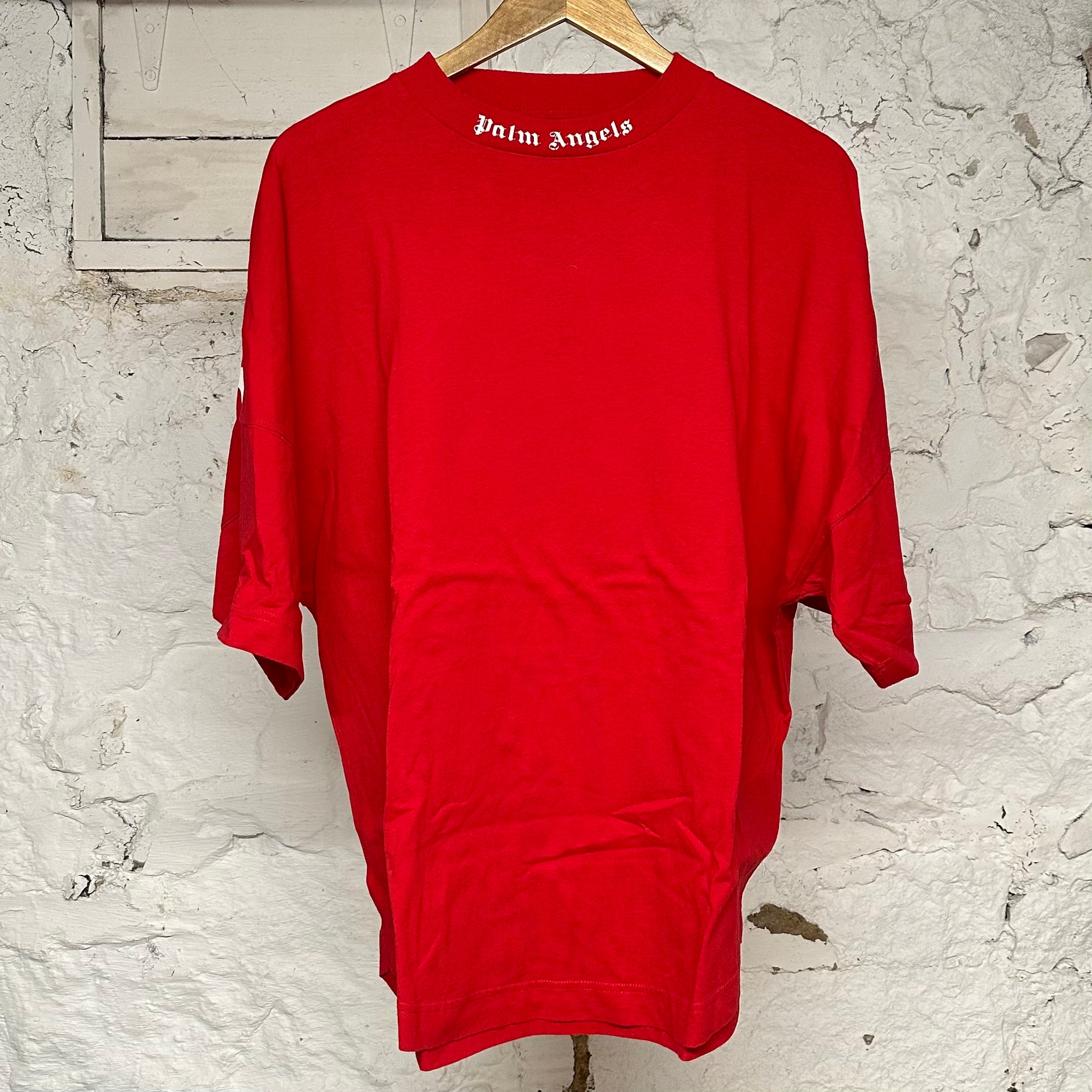 Palm Angels White Red Oversized T-shirt Sz S