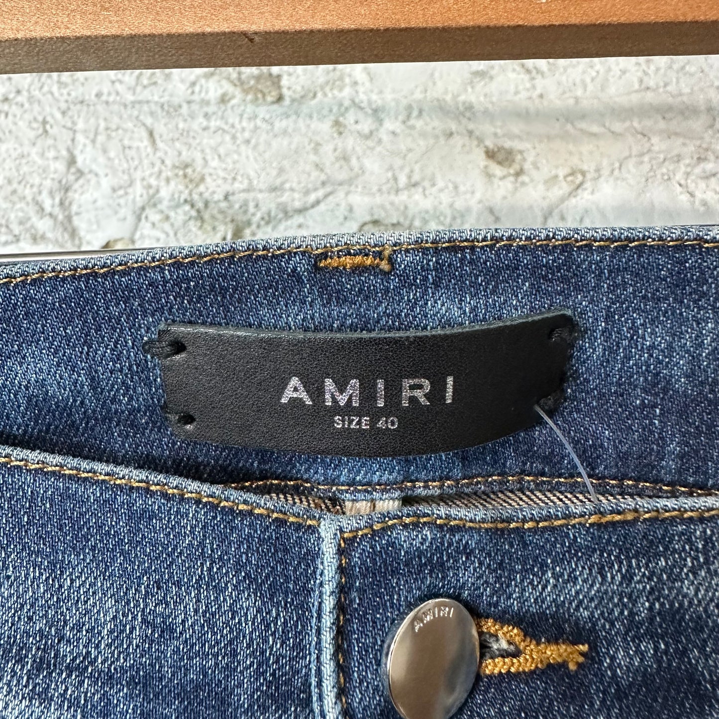 Amiri MX1 Orange Suede Dark Blue Denim Jeans Sz 40