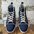Christian Louboutin High White Navy Canvas Sneaker Sz 10 (43)