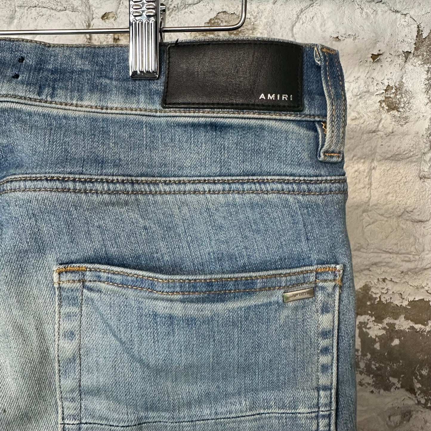 Amiri MX2 Camo Patch Blue Denim Jeans Sz 32