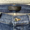 Amiri MX1 Orange Suede Dark Blue Denim Jeans Sz 34