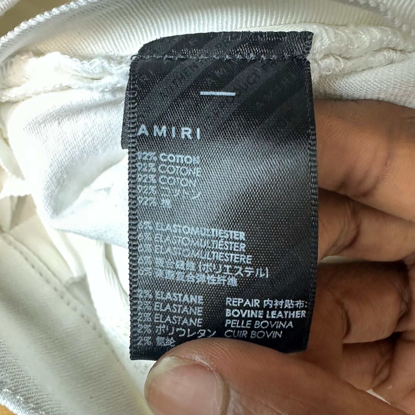 Amiri MX1 White Leather White Denim Jeans Sz 32