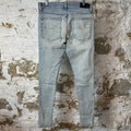Amiri MX1 Green Suede Light Blue Denim Jeans Sz 32