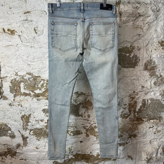 Amiri MX1 Green Suede Light Blue Denim Jeans Sz 32