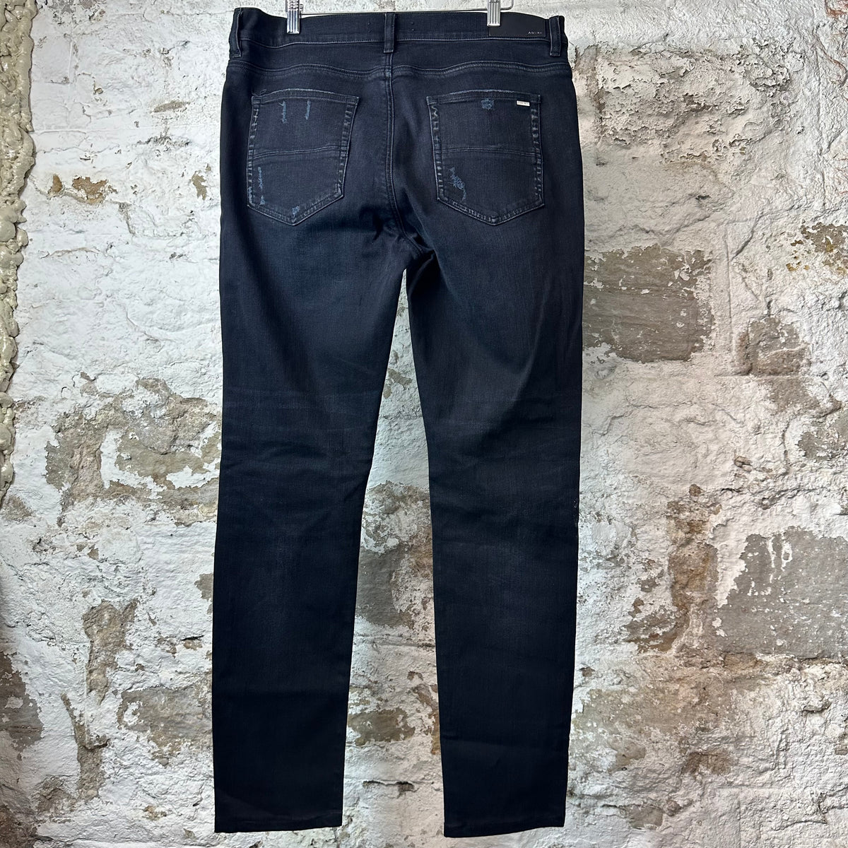 Amiri MX1 Camo Patch Black Denim Jeans Sz 38