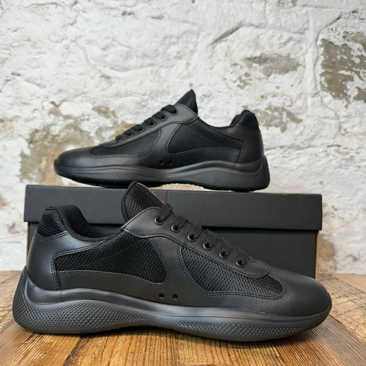 Prada Americas Cup Nero Leather Sneaker Sz 8 DS