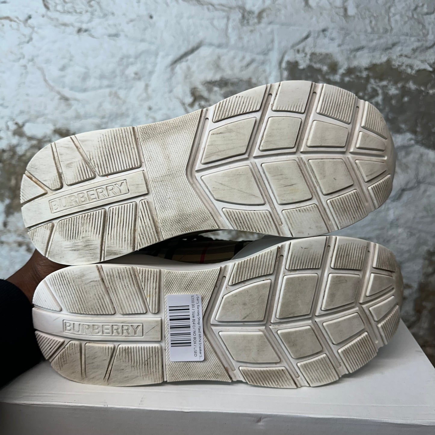 Burberry Ramsey Strap Plaid White Sneaker Sz 8 (41)