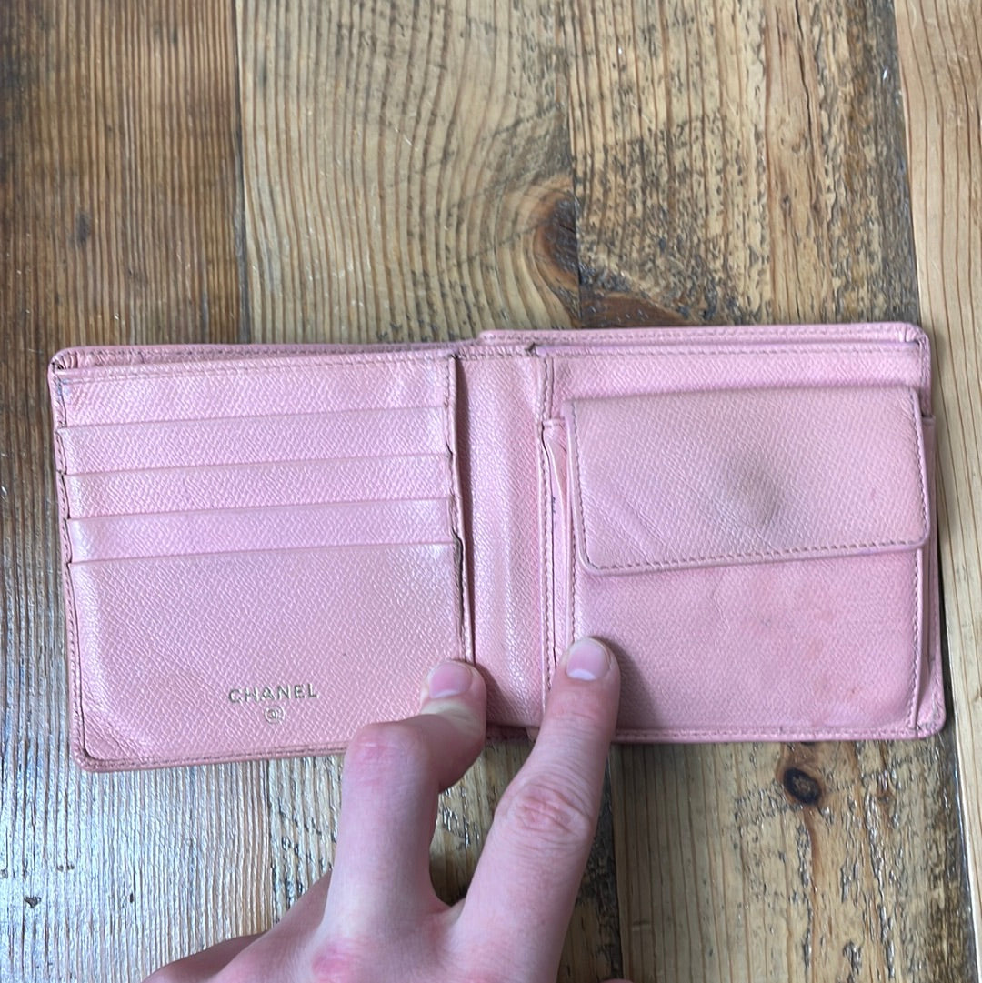Chanel Pink Leather Bifold Wallet