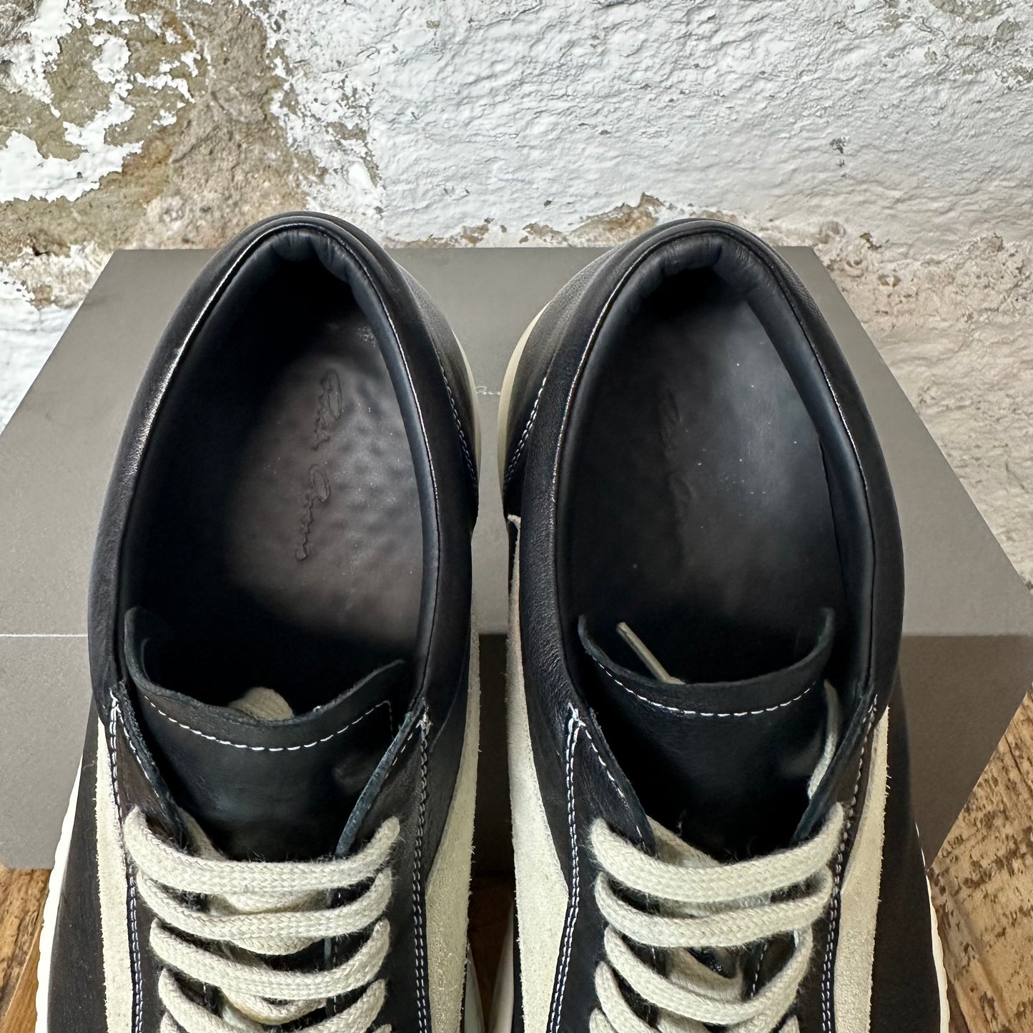Rick Owens Vintage Black Leather Milk Sneaker Sz 13 (46)