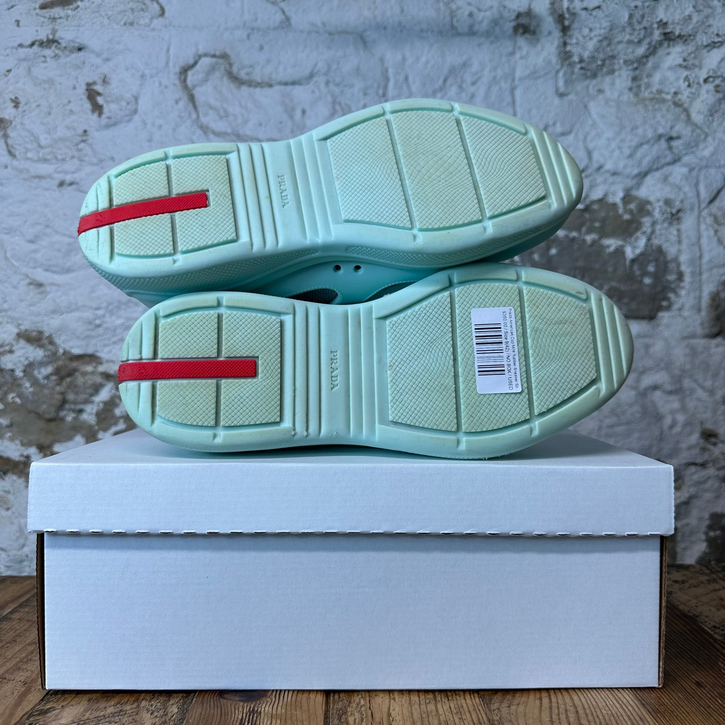 Prada Americas Cup Mint Rubber Sneaker Sz 9 (42)
