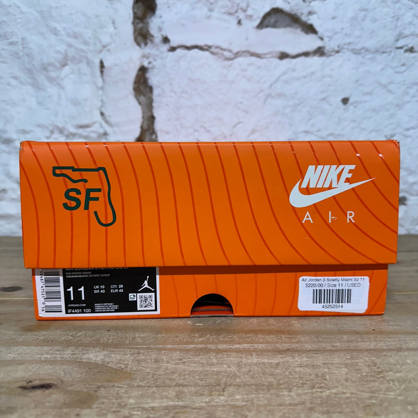 Air Jordan 3 Solefly Miami Sz 11