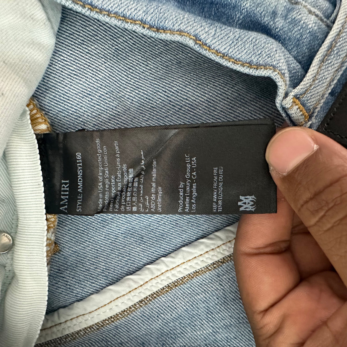 Amiri MX1 Light Denim Patch Blue Denim Jeans Sz 30
