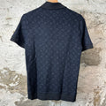 Louis Vuitton Flock Monogram Navy Polo Shirt Sz M