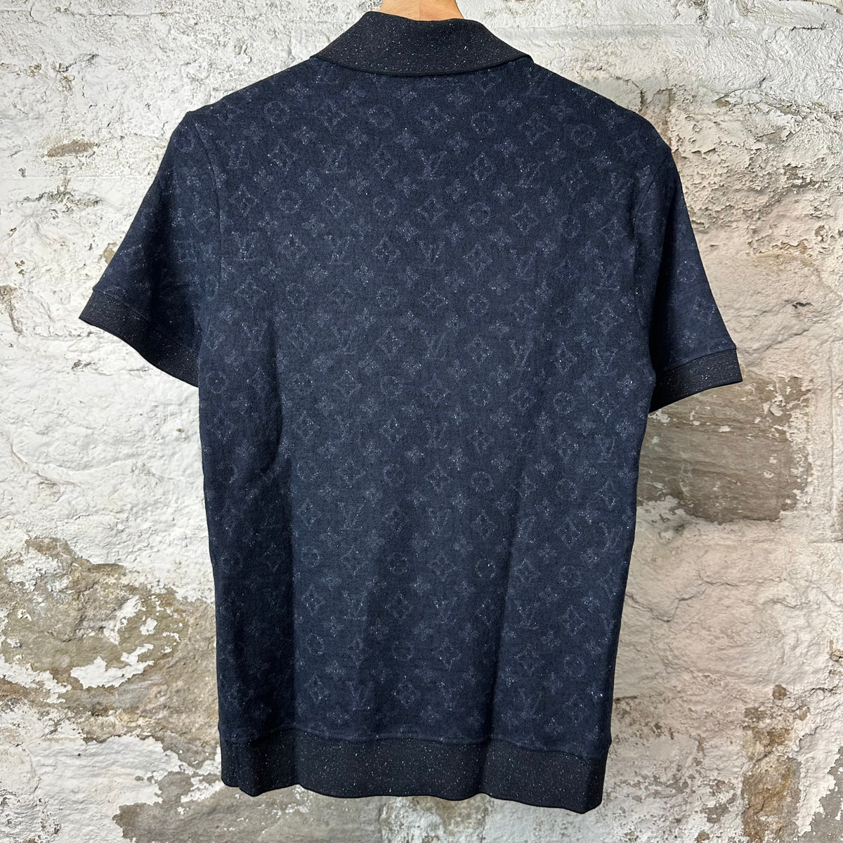 Louis Vuitton Flock Monogram Navy Polo Shirt Sz M