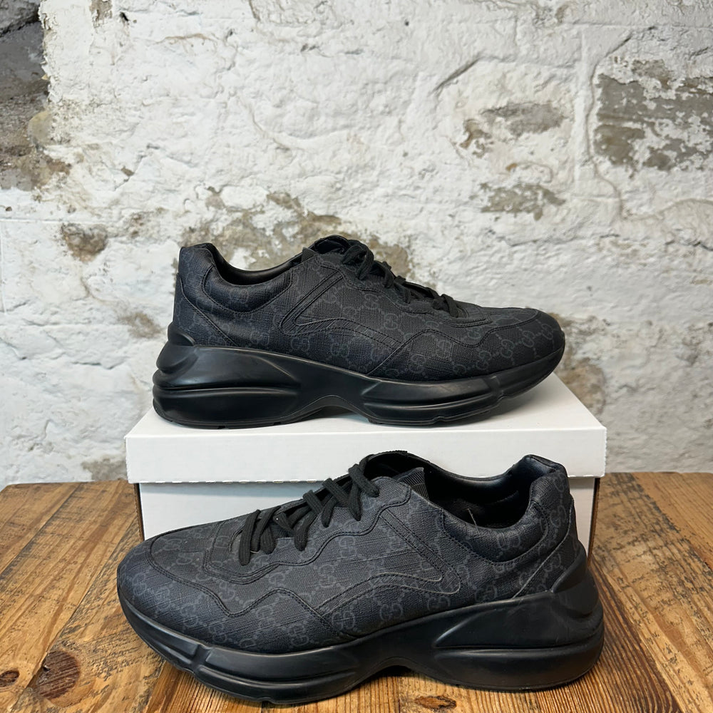 Gucci Rhyton Triple Black Monogram Sneaker Sz 12.5