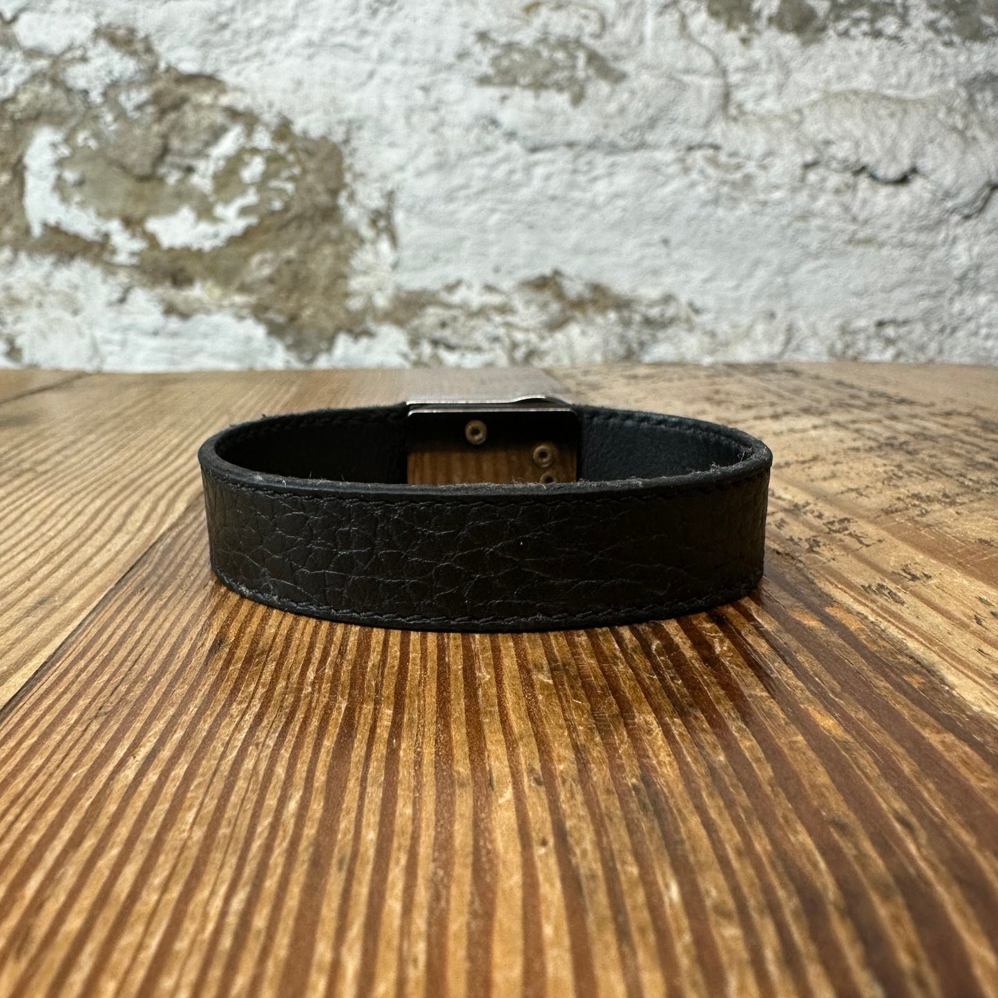 Louis Vuitton Silver Clip Black Bracelet Sz 19
