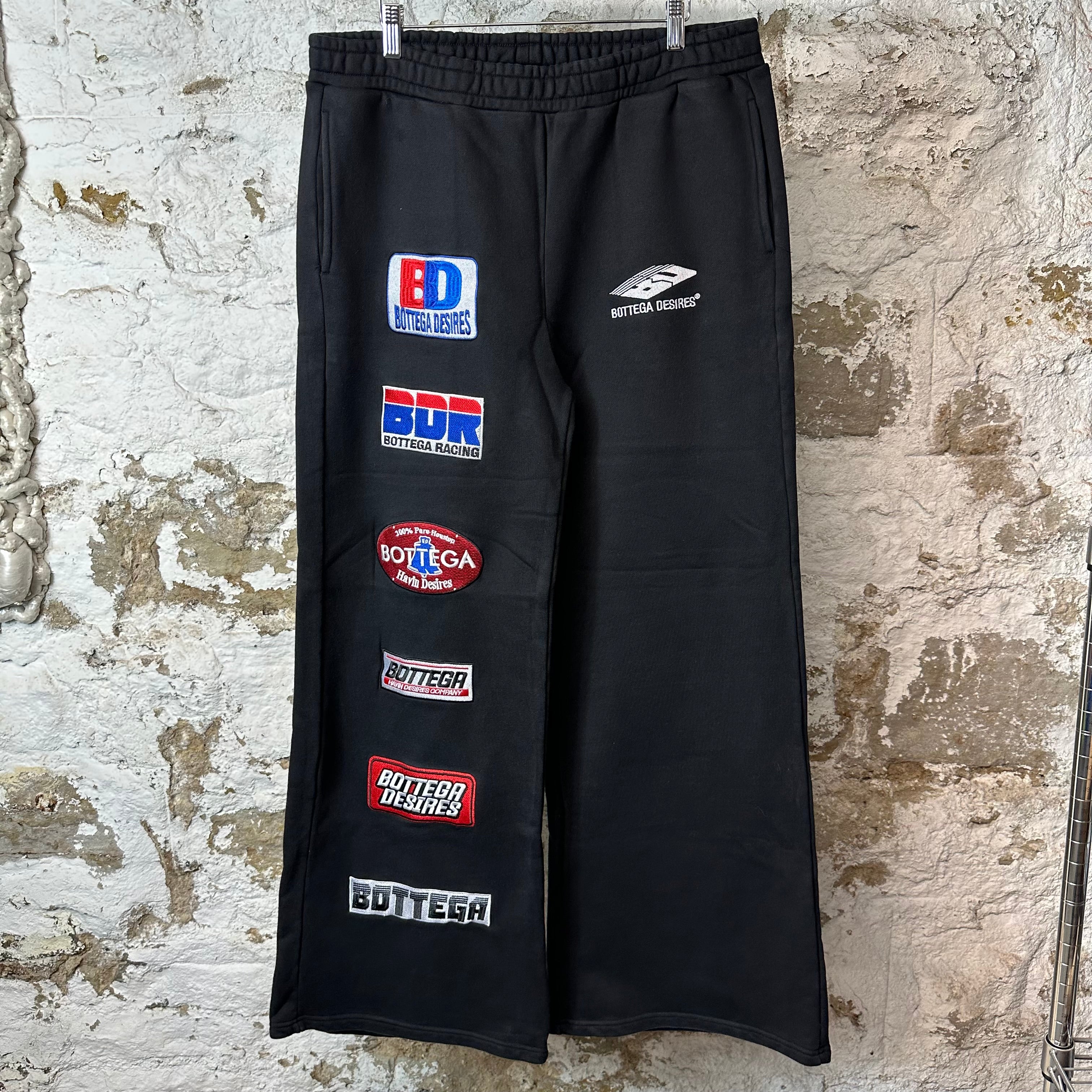 Bottega Desires Logos Black Sweatpants Sz L