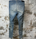 Amiri Green Camo Bones Blue Denim Jeans Sz 40