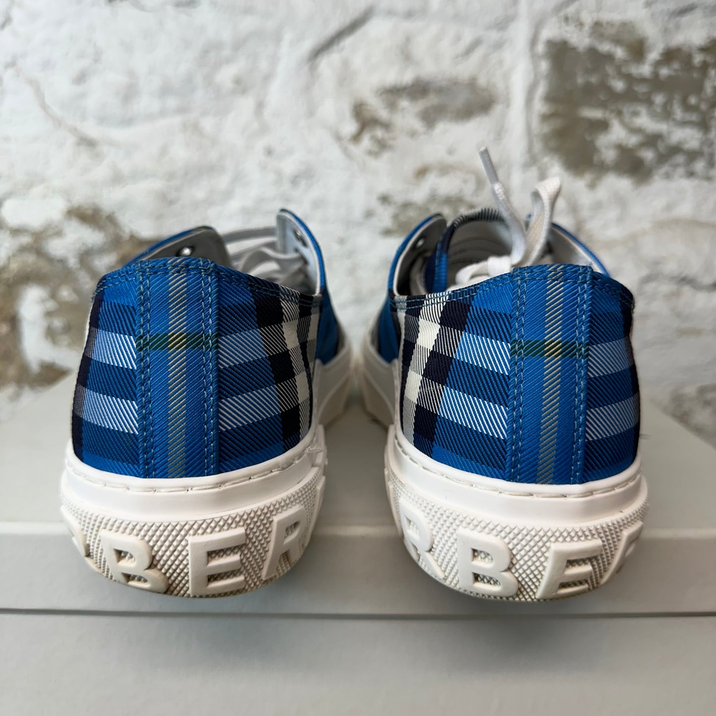 Burberry Jack Blue Plaid White Sneaker Sz 10.5 (43.5)