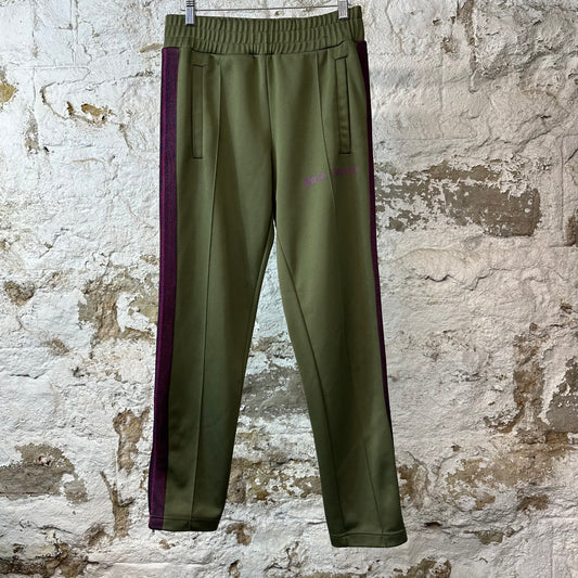 Palm Angels Maroon Stripe Olive Track Pants Sz S