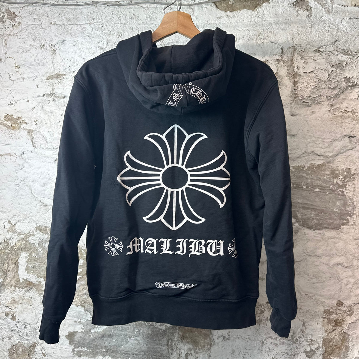 Chrome Hearts Malibu Black Thermal Zip Up Hoodie Sz S