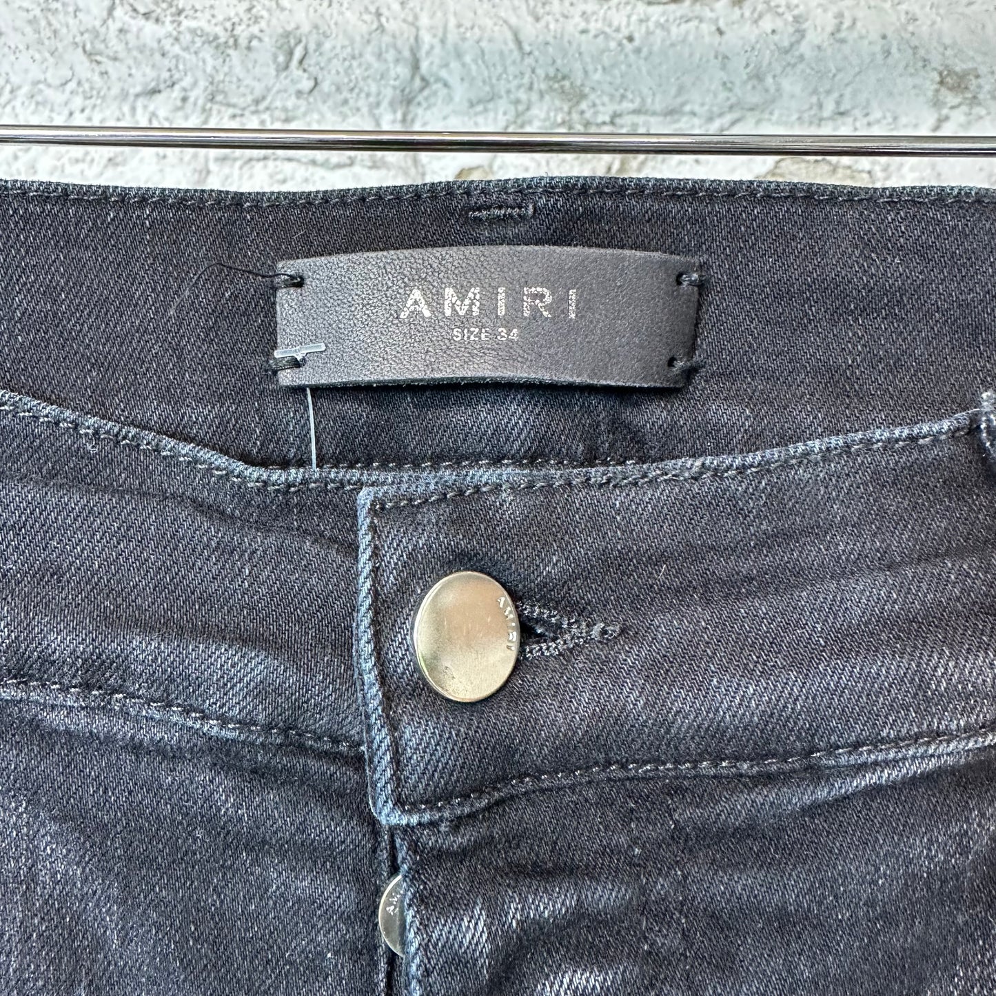 Amiri MX1 Black Gray Patch Black Denim Jeans Sz 34