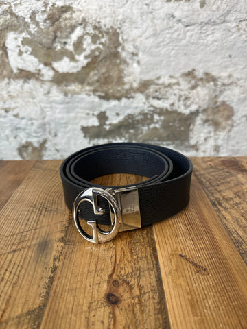 Gucci Interlocking G Silver Black Belt Sz (115/46)