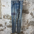 Amiri Purple Suede Core Logo Blue Denim Jeans Sz 32 DS