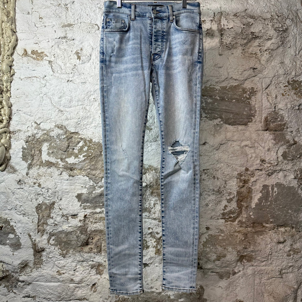 Amiri Knee Hole Washed Blue Denim Jeans Sz 30