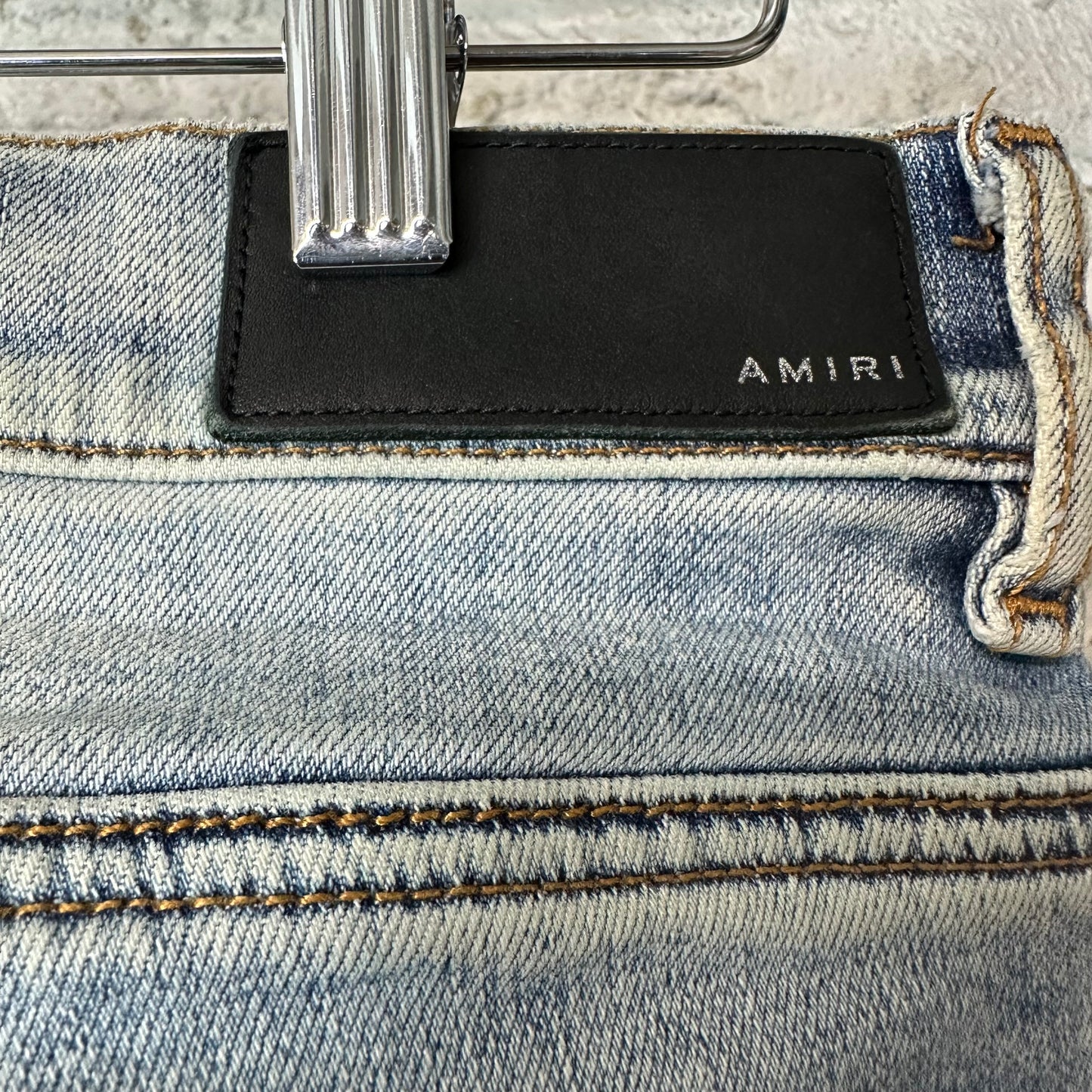Amrii MX1 Black Leather Thrasher Blue Denim Jeans Sz 30