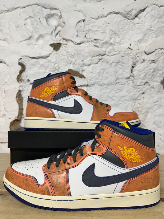 Air Jordan 1 Mid Summit White Crimson Sz 14 DS