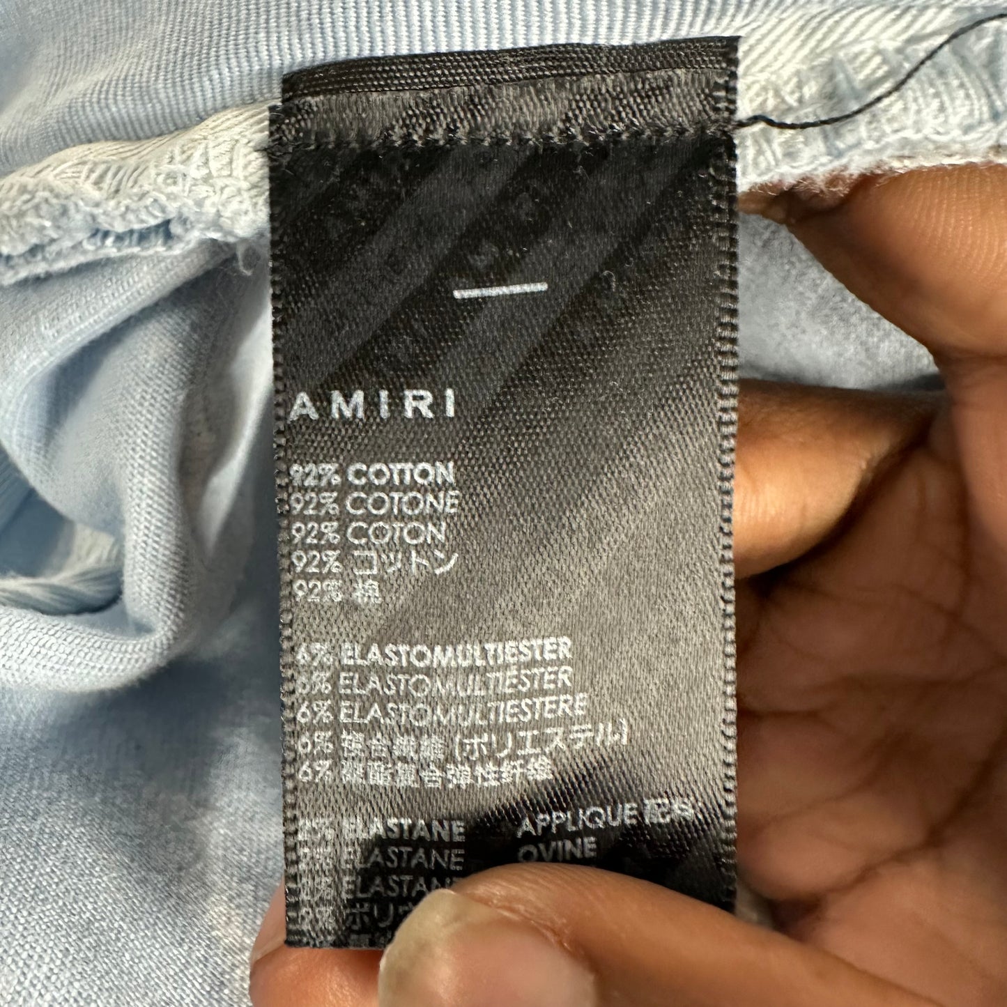 Amiri MX1 Blue Leather Mineral Wash Denim Jeans Sz 34