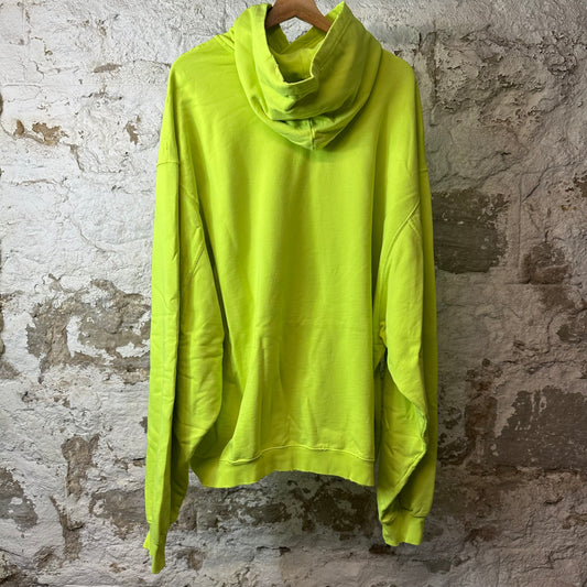 Balenciaga Caps Destroyed Neon Yellow Hoodie Sz S
